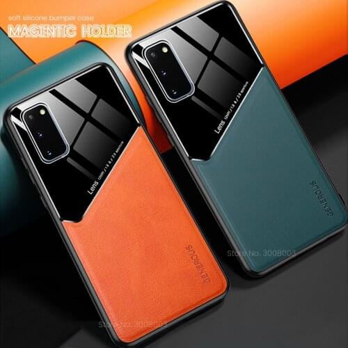 Car Magnetic Holder Leather Texure Mix Pixleglass Phone Cover For Samsung Galaxy S20 FE S 20 Fan Edition S20FE 6.5'' Case Coque