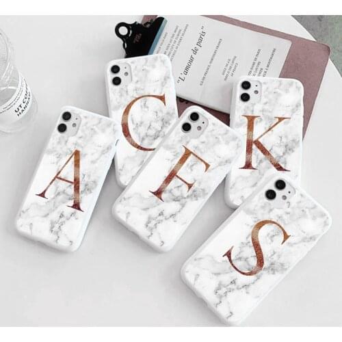 Cases For Samsung Galaxy A50 A30S A50s A51 A52 A70 A71 A72 A40 A32 A31 A30 A22 A21s A20e A12 A10 Marble Initial Letter Crown TPU