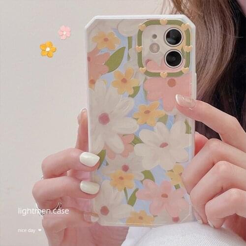 Luxury Fashion Flowers Daisy Phone Case For iPhone 12 Pro MAX 11 X XS XR 7 8 Plus SE2020 Colorful Cute Soft TPU Shockproof Cover
