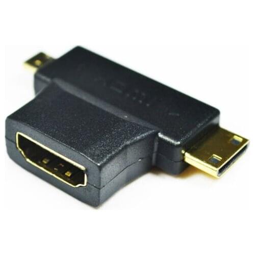 DHL shipping HDMI Female (Type A) to Mini Male Type C + Micro Male Type D Splitter Adapter 500pcs/lot