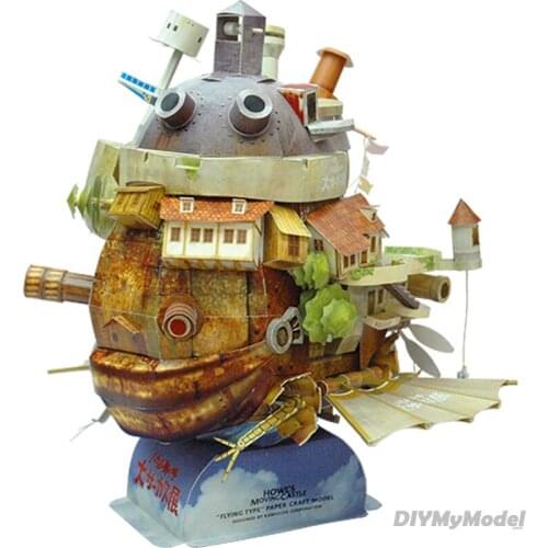 DIYMyModeI Howls Moving Castle Fly Version Hayao Miyazaki Series 40CM Height 3D Paper Model Adult Cartoon Puzzles Toy