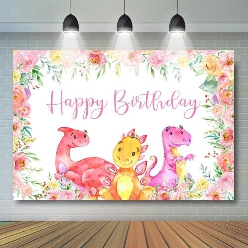 Dinosaur Birthday Party Backdrop Cartoon Jurassic World Green Leaves Photo Background Boys Girls Birthday Party Decoration