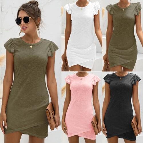 Summer Dress Women Clothing 2021 Robe Femme Solid Color Pencil Dresses Irregular Slim Hips Mini Dress For Woman Vestido De Mujer