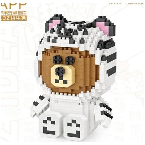 LOZ Blocks Line Teddy Bear Model Building Penguin DIY Cartoon Assembly Toys Christmas Decoration Funny Gift For Children