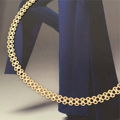 Trendy Gold Color Plating 8 Two Line Linked Wide Chain Necklace 16.5inch 6mm Width Chunky Unique Modern Gorgeous Special Jewelry