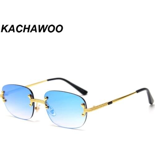 Kachawoo retro sunglasses rimless male women fashion eyeglasses men square uv400 new year gifts high quality hot European