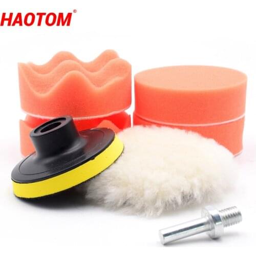 7pcs 3" Car Sponge Polishing Pad Set Polishing Buffer Waxing Adapter Drill Kit for Auto Body Care Headlight Assembly Repair