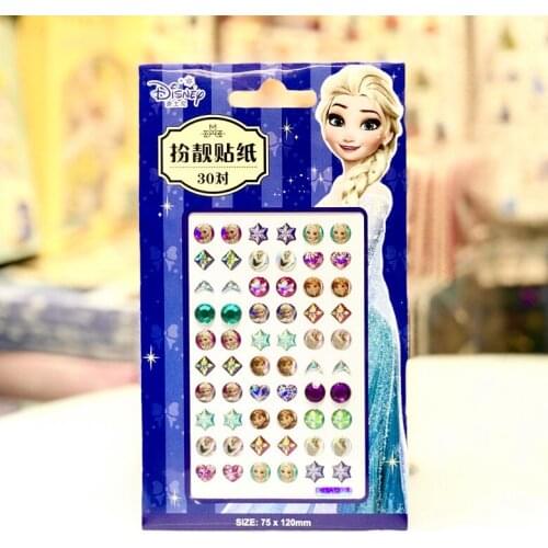 Disney frozen earring stickers girl creative handmade diy decorative diamond sticker children stickers anime cartoon beauty toys