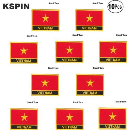 Vietnam Flag Embroidery Patches Iron on Saw on Transfer patches Sewing Applications for Clothes in Home&Garden