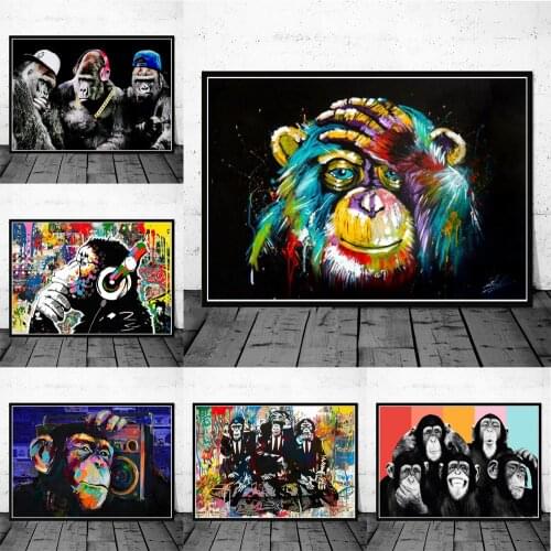 Watercolour Thinking Monkey Wall Art Canvas Print Abstract Animal Poster Painting No Frame Home Decor Picture For Room Cuadros