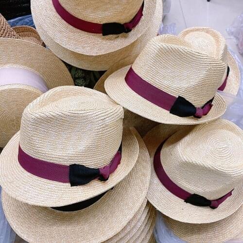 New Korean Fashion Vintage Curled Panama Straw Hat For Women Summer Top Hat Street Sunscreen Bowknot Basin Hat Chapeu Feminino
