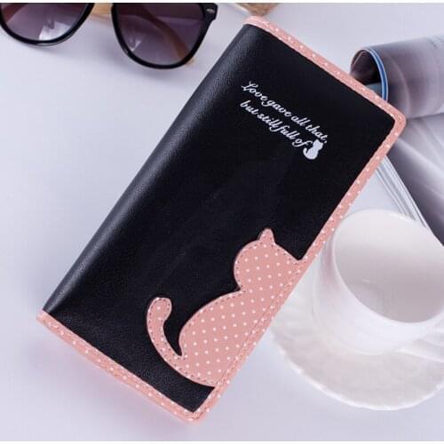 New Fashion Envelope Women Wallet Cat Cartoon Printed Long Wallet Creative Female Card Holder PU Wallet Coin Purses for Girls B4