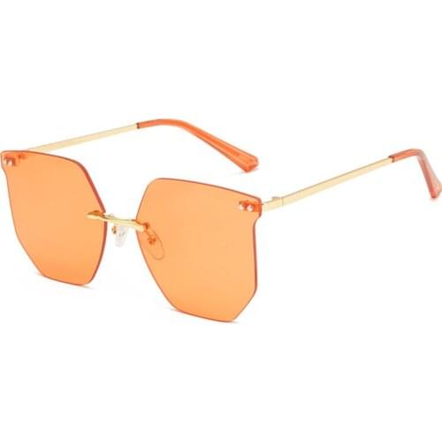 Oversized Rimless Sunglasses For Women Fashion Orange Clear Lens Sun Glasses Female Eyewear UV400 Oculos De Sol
