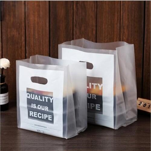 Disposable Plastic Bag with Handle Bakery Bag Take Out Food Bag Take Away Poly Brand Business Package Wholesale