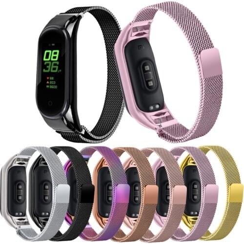For Xiaomi Mi Band 5 4 3 Strap Mental Stainless Steel Bracelet For Miband 5 Magnetic Correa Smart Watch Wristbands
