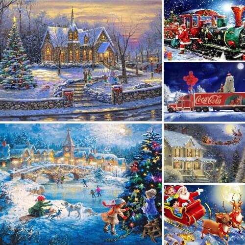 Snowman Christmas Tree Cross Stitch Kit Craft Needlework Set Canvas Printed Cotton Thread Home Decor Christmas Gift On Sale