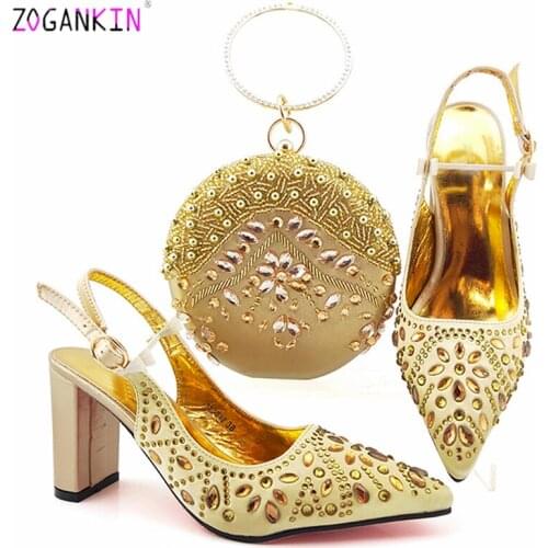 Fashionable Pink Color for Christmas Party Italian Lady Shoes and Bag to Match High Quality Mature Women Shoes Matching Bag