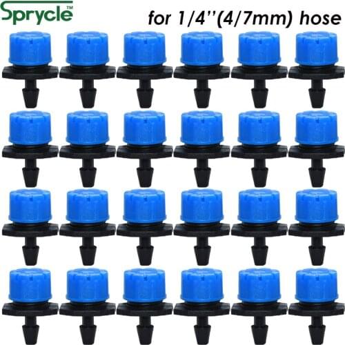 50-800PCS 1/4'' Adjustable Nozzles Drip Irrigation Watering Sprinkler Dripper Emitter for 4/7mm Hose Garden Flower Greenhouse