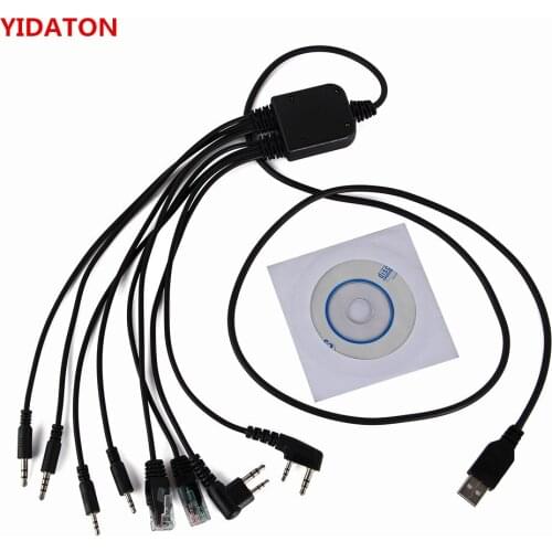 YIDATON 10pcs 8 in 1 USB Programming Cable For YAESU BAOFENG UV-5R for Kenwood for Motorola For IC Retevis H777 Walkie Talkie