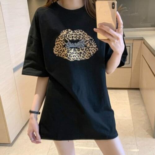 23 Styles Vogue Leopard Lips Cotton T Shirt Women Summer 2021 Short Sleeve Oversized T-shirt Lady Tees Shirt Harajuku KoreanTops
