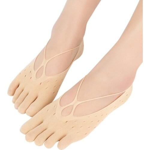 New Solid Mesh Antiskid Low Cut Five Finger Toe Socks Women Breathable Invisible Sock Slippers Shallow Mouth Summer Sock W4