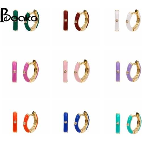 BOAKO 925 Sterling Silver Earrings For Women 9 Colors Zircon Hoop Earrings Gold Jewelry Ear Piercing Fine Gift Серьги