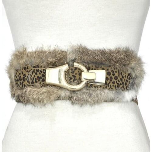 Womens runway fashion rabbit fur elastic Cummerbunds female Dress Corsets Waistband Belts decoration wide belt R2262