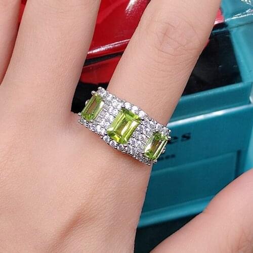 DIWENFU Genuine 925 Sterling Silver Peridot Ring for Women Anillos De Silver 925 Jewelry Bizuteria Peridot Jewelry Anel Ring Box