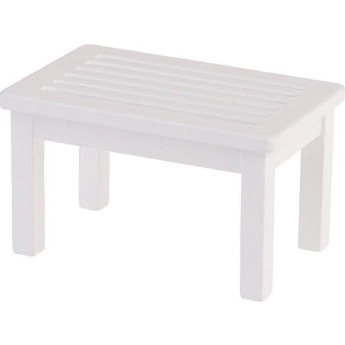 1pcs 1:12 Dollhouse Miniature White Wooden Tea Table Furniture Accessories Toys