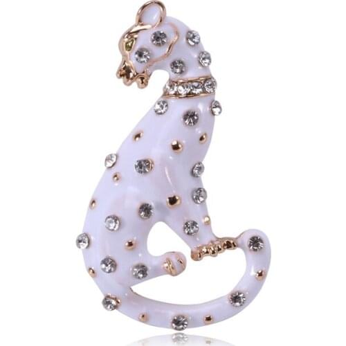 1pcs Black White Lovely Cat Brooches spots Rhinestone Oil Drop Brooch for Women Pin Fashion Animal Party Clothes Accessories