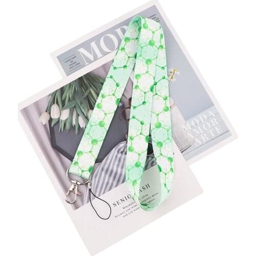 10pcs Molecular Structure Neck Strap Lanyards ID badge card holder keychain Mobile Phone Strap Gift Ribbon webbing necklace