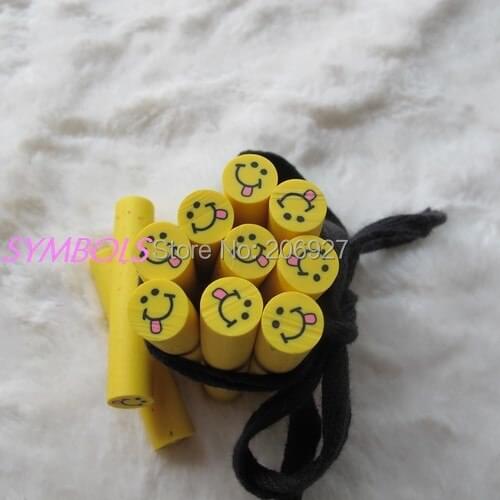 2pcs N-08 10mm Cute Big Smiling Face Cane Fancy Nail Art Polymer Clay Cane Nail Art Decoration