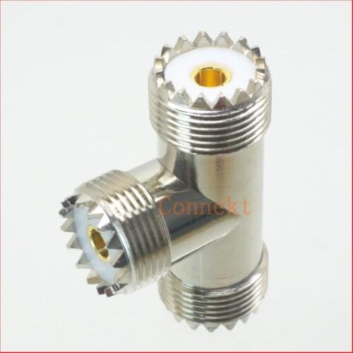 5pcs/lot UHF female to two UHF female triple T in series RF adapter connector
