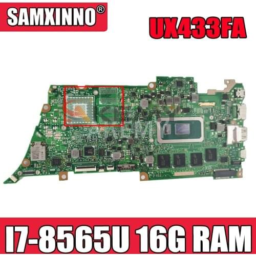Akemy UX433FA Motherboard For ASUS ZenBook UX433FA UX433FN U4300F Laotop Mainboard I7-8565U CPU 16G RAM 90NB0JR0-R00022