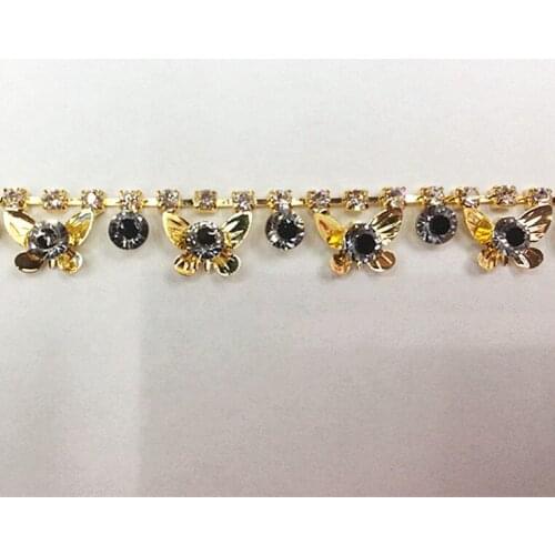 Free Shipping 2 yards Crystal Rhinestone Trim, Rhinestone Applique, Wedding Applique,Rhinestone Chain RMEI002