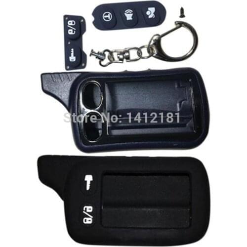 TZ9010 Case Keychain + Silicone Case For Car Alarm Tomahawk TZ-9010 TZ-9030 TZ9030 Fob Chain TZ 9010 9030 LCD Remote Control