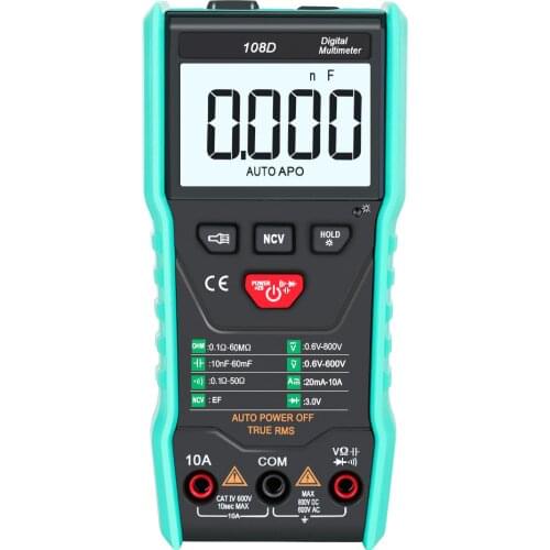 Winapex 108D Digital Multimeter Auto True RMS 5999 Mearuring AC/DC Voltage Current Ohm NCV Capacitance Meter Backlit Flashlight