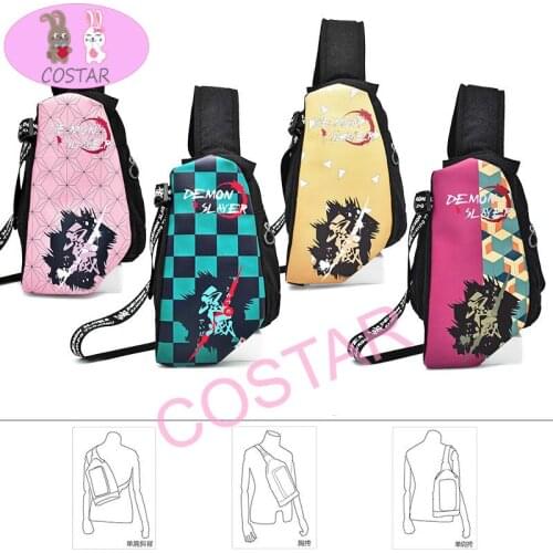 COSTAR Hot Anime Demon Slayer Tanjirou Nezuko Zenitsu Giyuu Cosplay Fashion Canvas Chest Bag