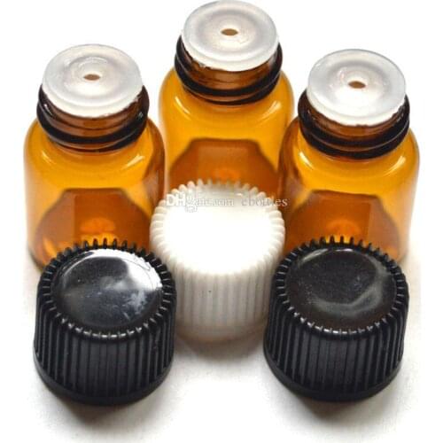 Mini 2ml Amber Glass Bottle Essential Oil Perfume Sample Tubes With Plug And Caps Clear Vials