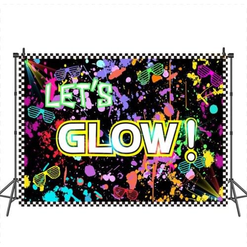 Neoback Bithday Party Photography Background Lets Glow Hip Hop Spray paint Party Kids Backdrops for Photo Studio