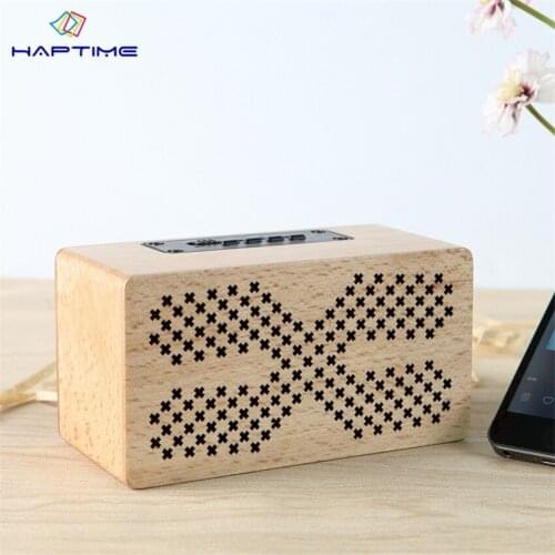 Haptime Solid Wood Bluetooth Speaker Wireless Mini Wooden Speakers HIFI Stereo Subwoofer Support TF Card Hands-free Calls