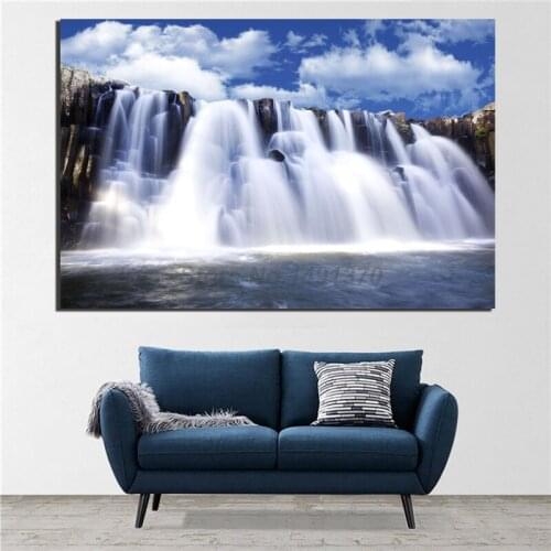 Natural Waterfall Painting Landscape Posters And Prints Decorative Wall Art Pictures For Living Room Home Decoration