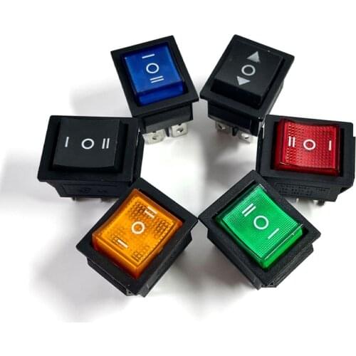 KCD4 1PCS Rocker Switch Power Switch ON-OFF-ON 3 Position 6 Electrical equipment With Light Switch 16A 250VAC/ 20A 125VA