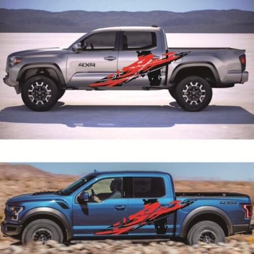 2 PCS Red And Black Graphics Vinyl Decal Truck Decal Auto Styling Decoration Accessories For Pickup Ford 4x4 Off Road