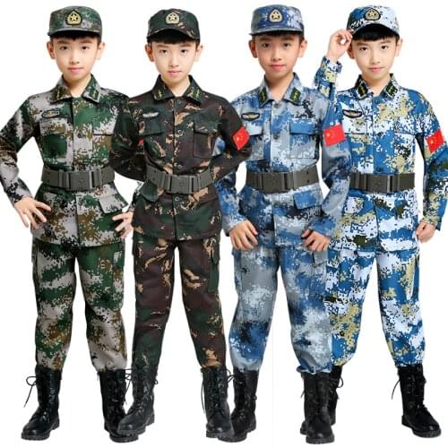 100-180cm Kids Military Combat Training Costumes Children Stage Performance Clothing Boys Army Camouflage Suit for Kids
