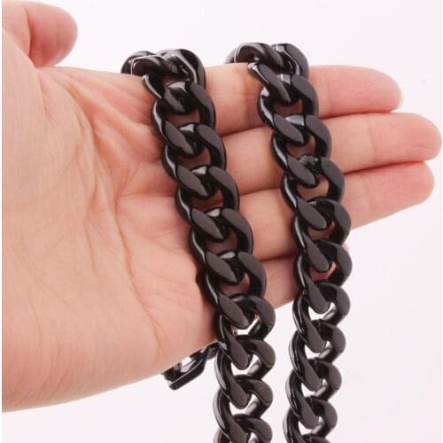 15mm Cuban Necklace Stainless Steel Miami Cuban Chain Link for Men Women Street Fashion Hip Hop Jewelry Link Rapper Wholesale