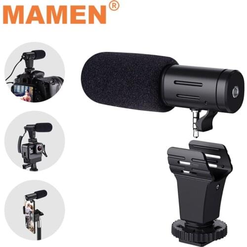 MAMEN Smartphone&Camera Recording Microphone Plug And Play Shotgun MIC For Canon Sony Camera Huawei Xiaomi VLOG Video Microphone