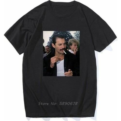 Freddie Mercury Smoking T-Shirt Rock Band Queen Singer Punk Unisex T-Shirt Men Cotton Tshirt Tee Shirt