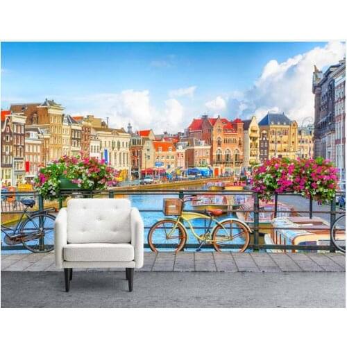 Custom mural 3d photo wallpaper HD European city Dutch canal bridge background home decor living room wallpaper for wall 3 d