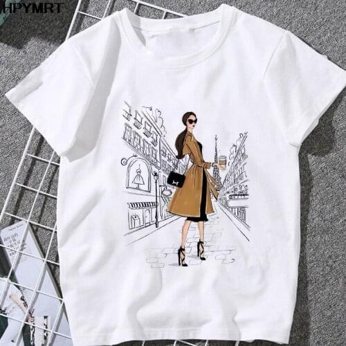 New Women T-shirt Fashion Street Beauty Print Tshirt Harajuku Leisure Streetwear Female Clothing O-neck T shirt Ladies Tops Tee